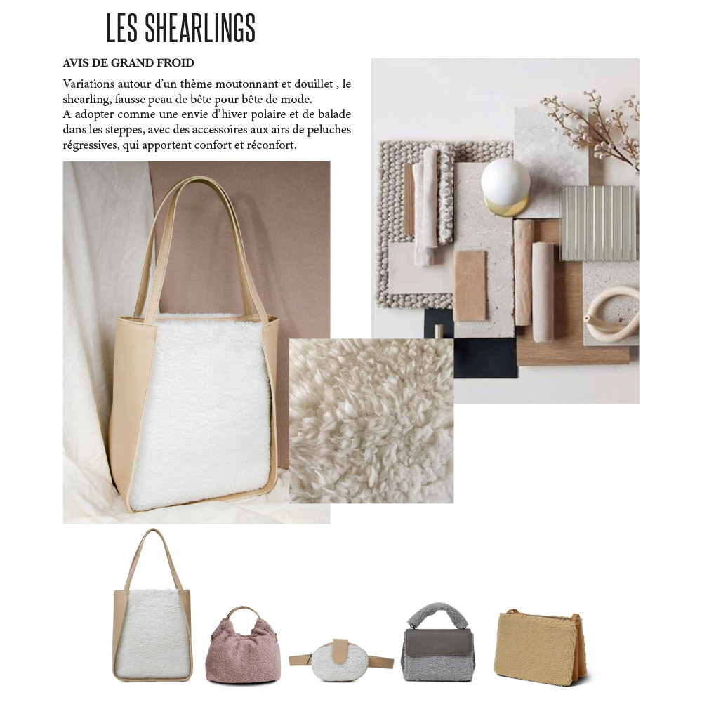 tendance maroquinerie autonome hiver 2020 : sacs Shearlings